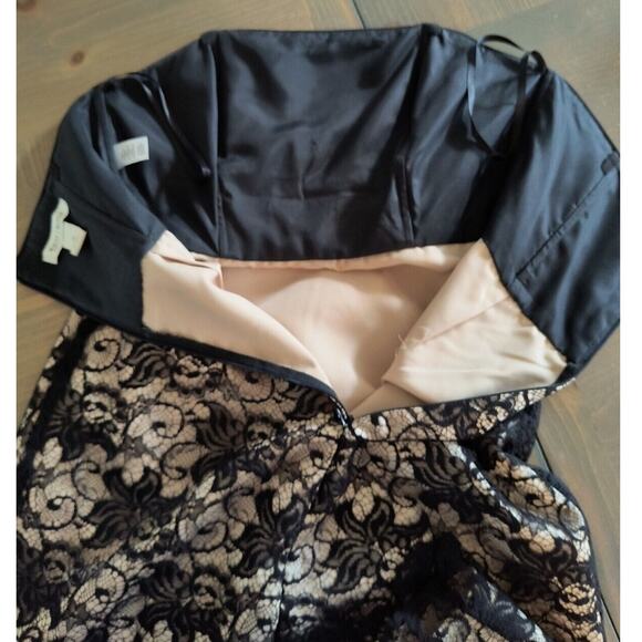 White House Black Market Dress Wmns Sz 4 Black Strapless Beaded Lace Knee Length - Picture 9 of 16